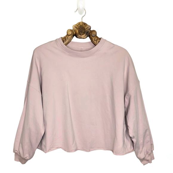Lululemon Sweatshirt LA Oversized Boxy Crew Crop Terry Pullover Pale Pink S - Picture 1 of 6